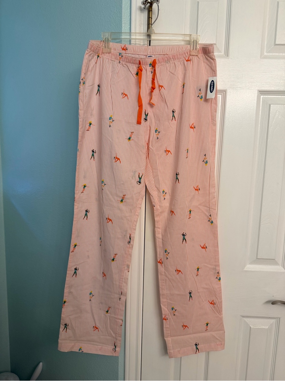 Pink Striped Pajama Pants with Active Girls Print